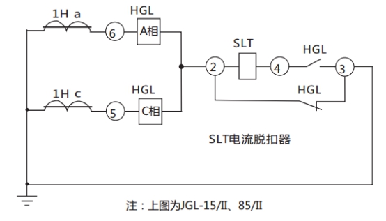 JGL-15/Ⅱ二相靜態(tài)反時限過流繼電器典型應用接線圖