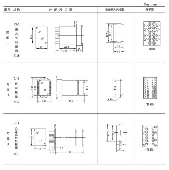 JL8-21集成電路電流繼電器繼電器外形尺寸及開(kāi)孔尺寸