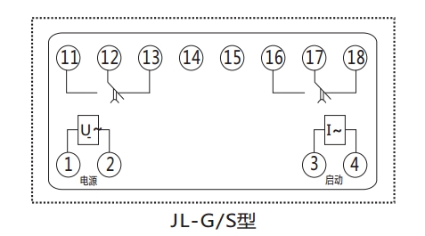 JL-G/S 繼電器內(nèi)部端子外引接線(xiàn)圖(正視)