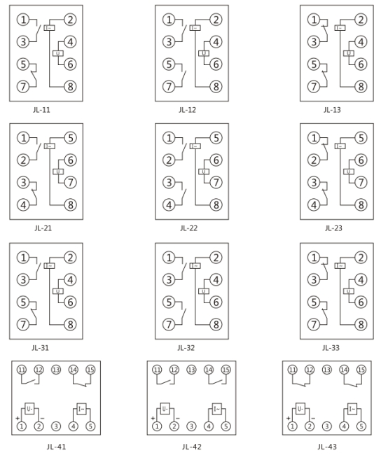 JL-22內(nèi)部接線及外引接線圖(正視圖)