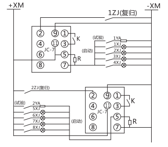 JC-7/12沖擊繼電器電器典型接線圖