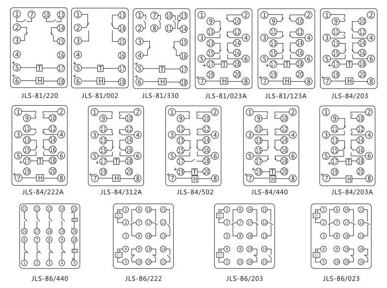 JLS-84/023A靜態(tài)雙位置繼電器內部及外引接線圖(正視圖)