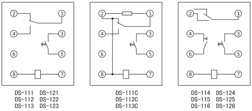 DS-136時間繼電器內(nèi)部接線及外引接線圖(背視圖)圖片