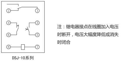 DSJ-12斷電延時時間繼電器內(nèi)部接線及外引接線圖(背視圖)圖片