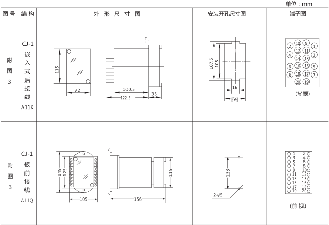 JHS(JSJ)-10交流斷電延時繼電器外形及開孔尺寸圖片三