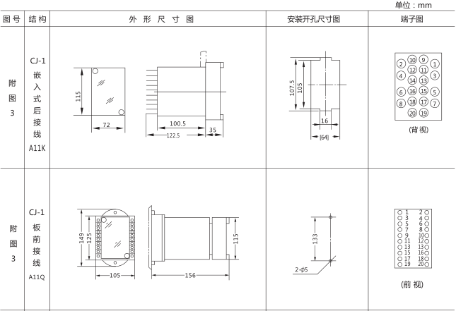 JSS-11A集成電路時間繼電器外形尺寸及安裝開孔尺寸圖片一