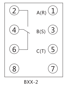  BXX-2相序繼電器內(nèi)部接線及外引接線圖