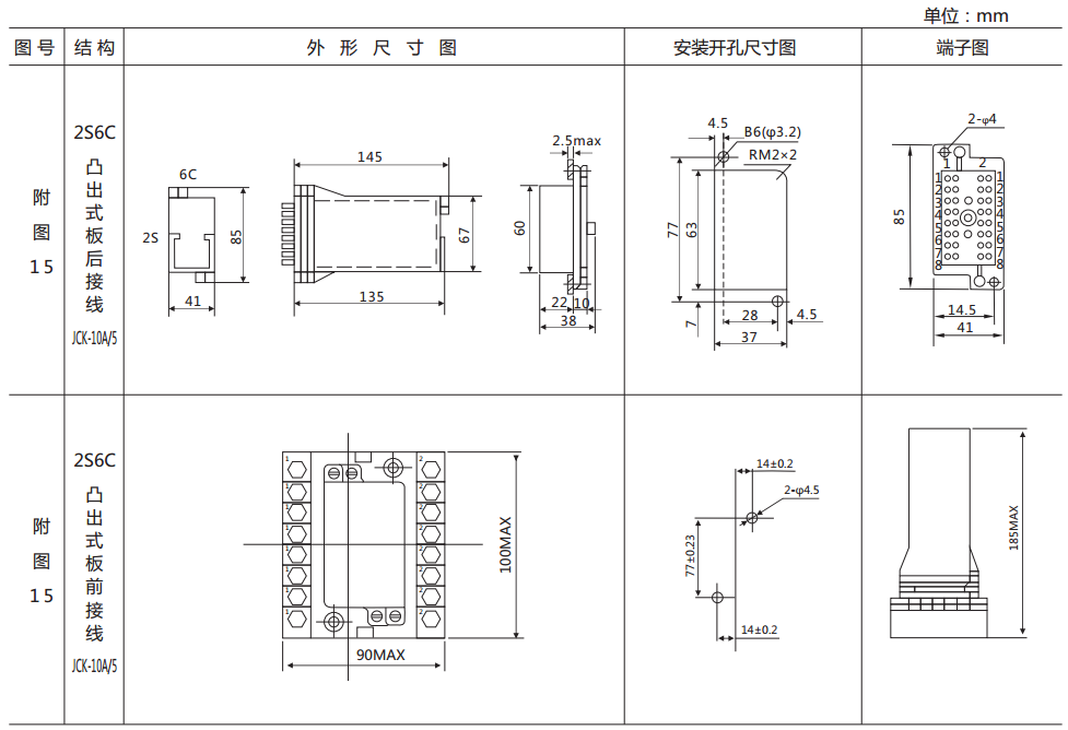 DZS-12CE/S直流回路監(jiān)視繼電器外形結(jié)構(gòu)及安裝開(kāi)孔尺寸