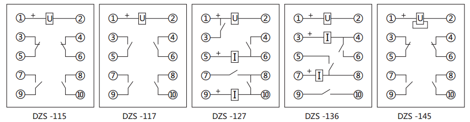 DZS-115延時中間繼電器內(nèi)部接線圖及外引接線圖