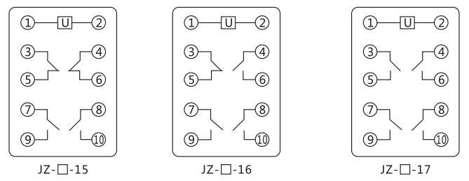 JZY（J)-415靜態(tài)中間繼電器內(nèi)部接線圖及外引接線圖