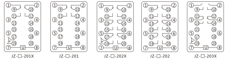 JZY（J)-218靜態(tài)中間繼電器內(nèi)部接線圖及外引接線圖