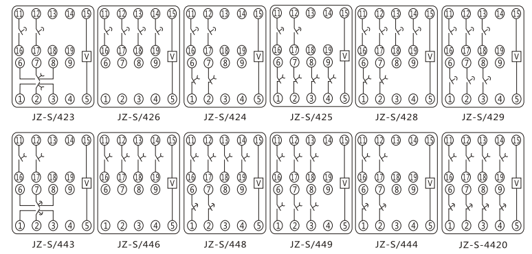 JZ-S/221靜態(tài)可調(diào)延時中間繼電器內(nèi)部接線圖及外引接線圖