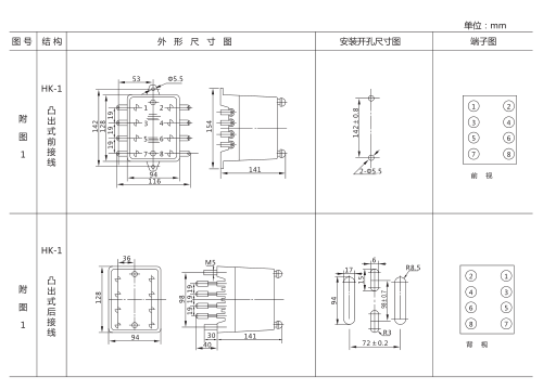 JT-3靜態(tài)同步檢查繼電器外形及開孔尺寸圖2