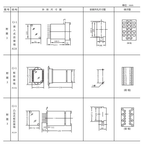 DT-1/90同步檢查繼電器外形及開(kāi)孔尺寸